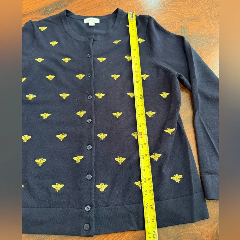 Charter Club women's navy blue bee collection embroidered cardigan Sz L - Picture 5 of 7